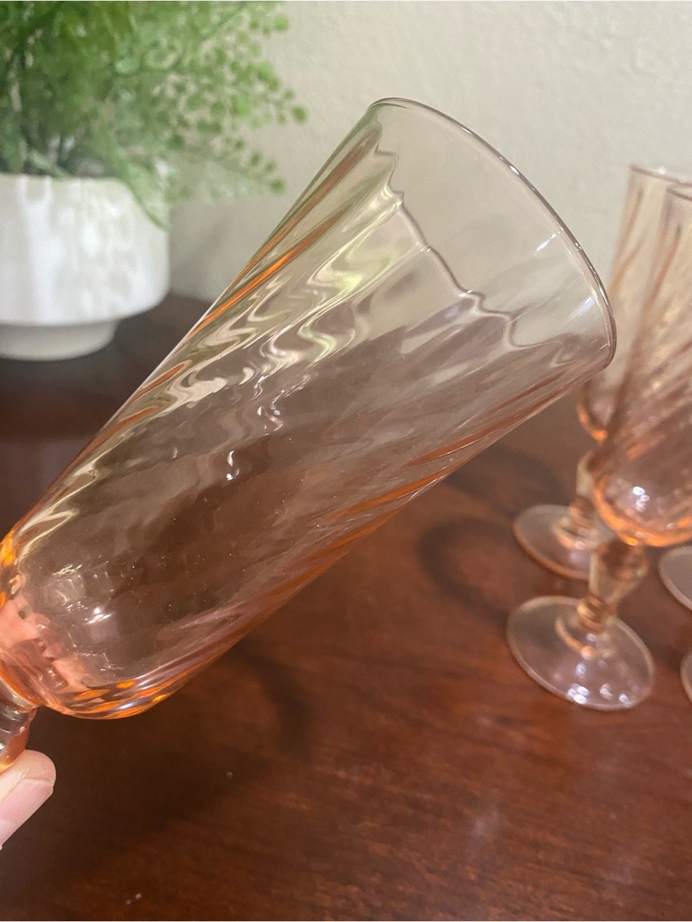 Vintage, Set of 7, Luminarc ROSALINE Champagne Flutes, Made in France - Picture 2 of 8